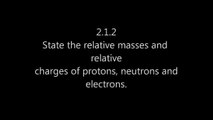 2.1.2 State the relative masses and charges of protons, neutrons and electrons  IB Chemistry
