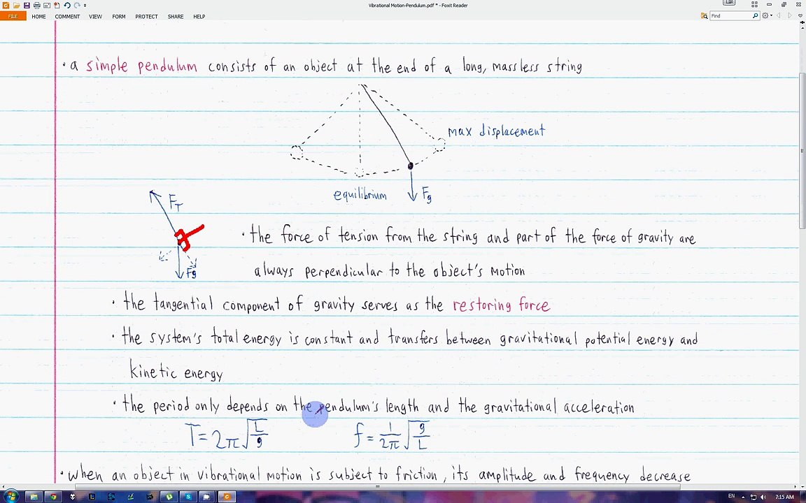 [Physics] Vibrational Motion: Pendulum and Damping