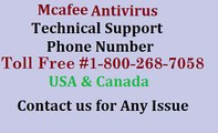 Mcafee Antivirus Technical Support Phone Number #1-800-268-7058 For USA & Canada.