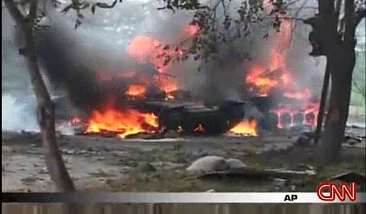 Destroyed Georgian T-72 tanks in South Ossetian capital
