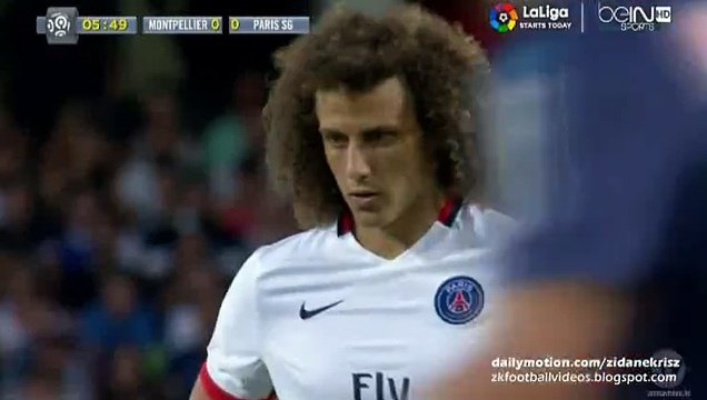 David Luiz Amazing Free-Kick | Montpellier v. Paris Saint-Germain - 21.08.2015 HD
