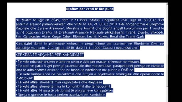 M. A. shpall konkurs për drejtor në 12 qarqe: Dorëzimi dokumenteve më 28 tetor, konkursi më 5 nëntor