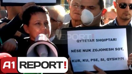 A1 Report - Protestë kundër armëve të Sirisë Guri:Shqipëria s'është kosh plehrash