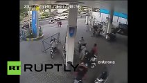 CCTV Footage- Phone turns into fireball at a petrol station