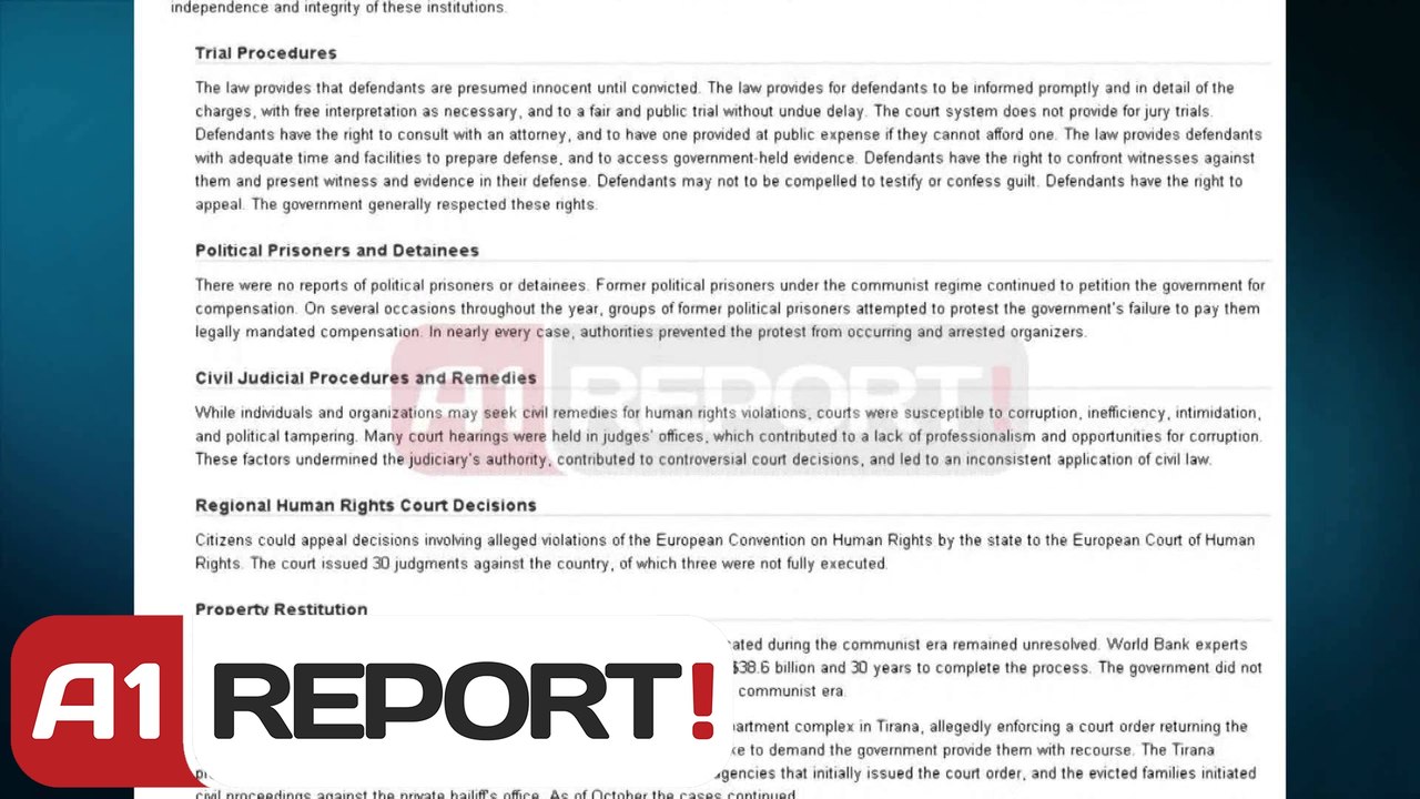 A1 Report - Raporti i 2013, DASH: Shqetesues korrupsioni ne drejtesi