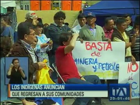 Los indígenas anuncian que regresan a sus comunidades