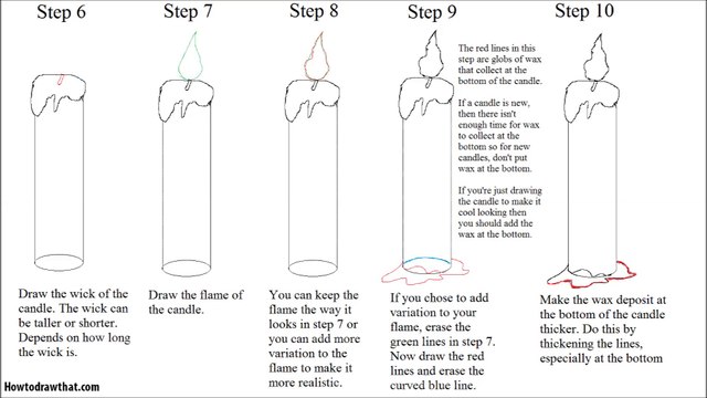 Learn how to draw a cartoon candle step drawing tutorial