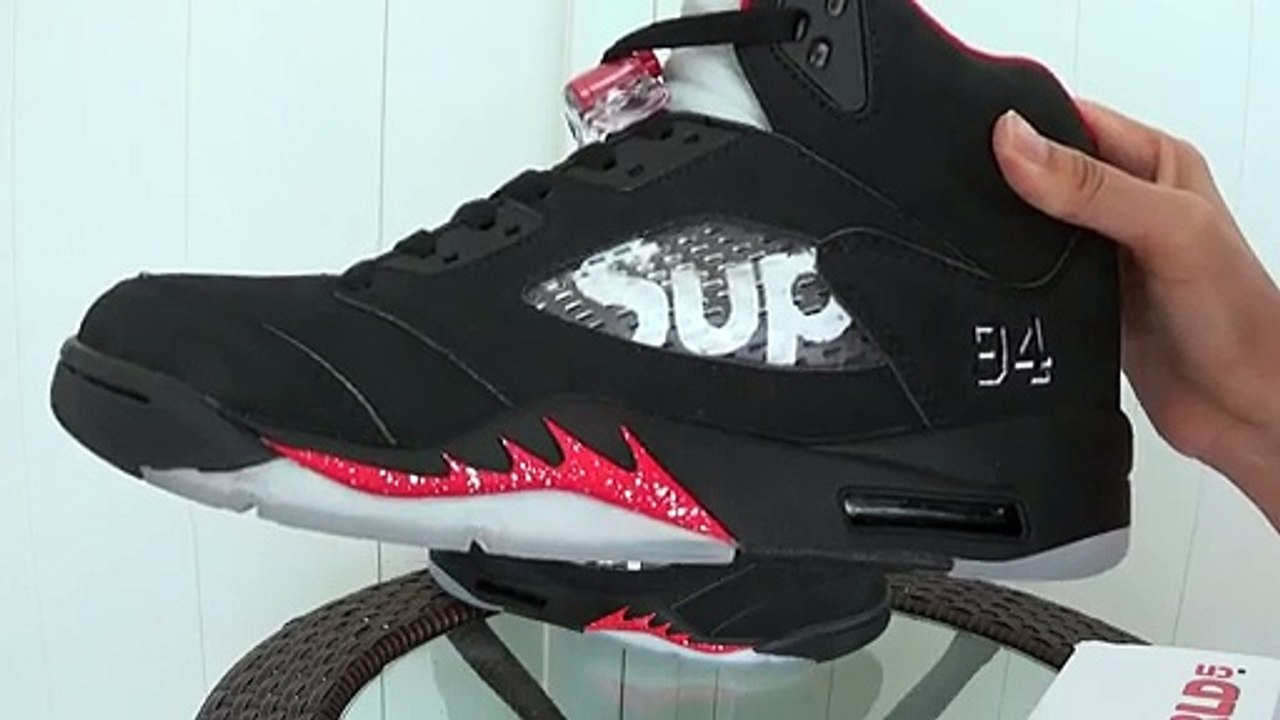 supreme jordan 5s  black