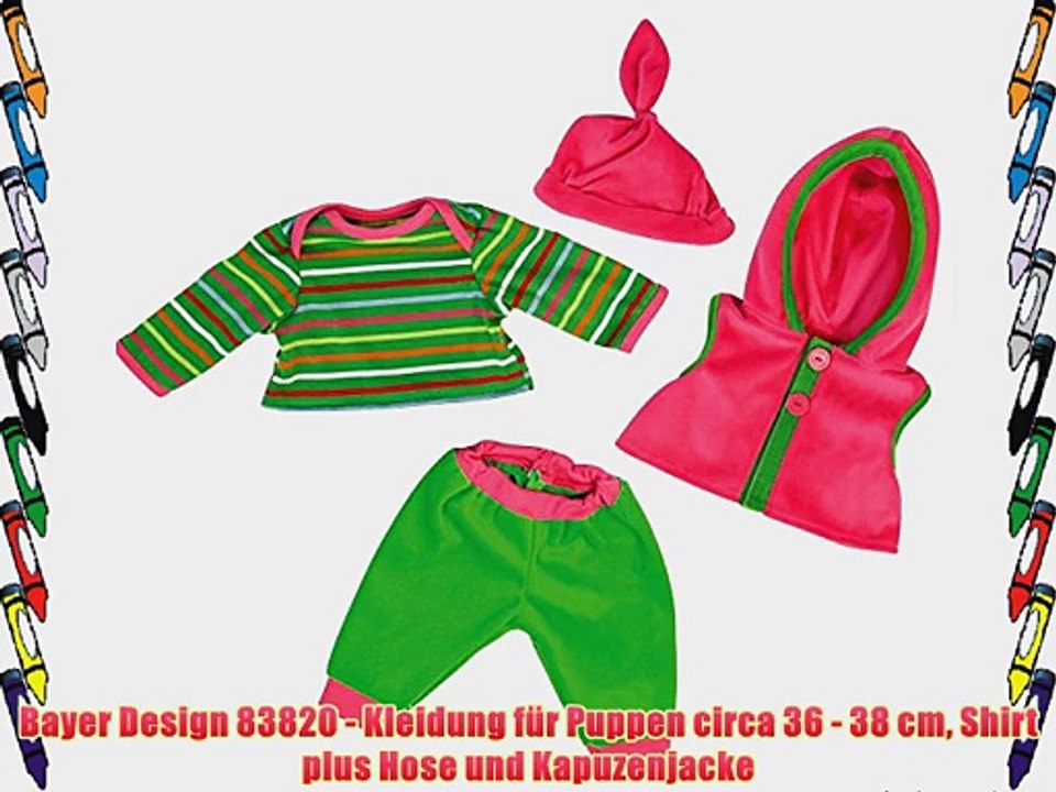 Bayer Design 83820 - Kleidung f?r Puppen circa 36 - 38 cm Shirt plus Hose und Kapuzenjacke