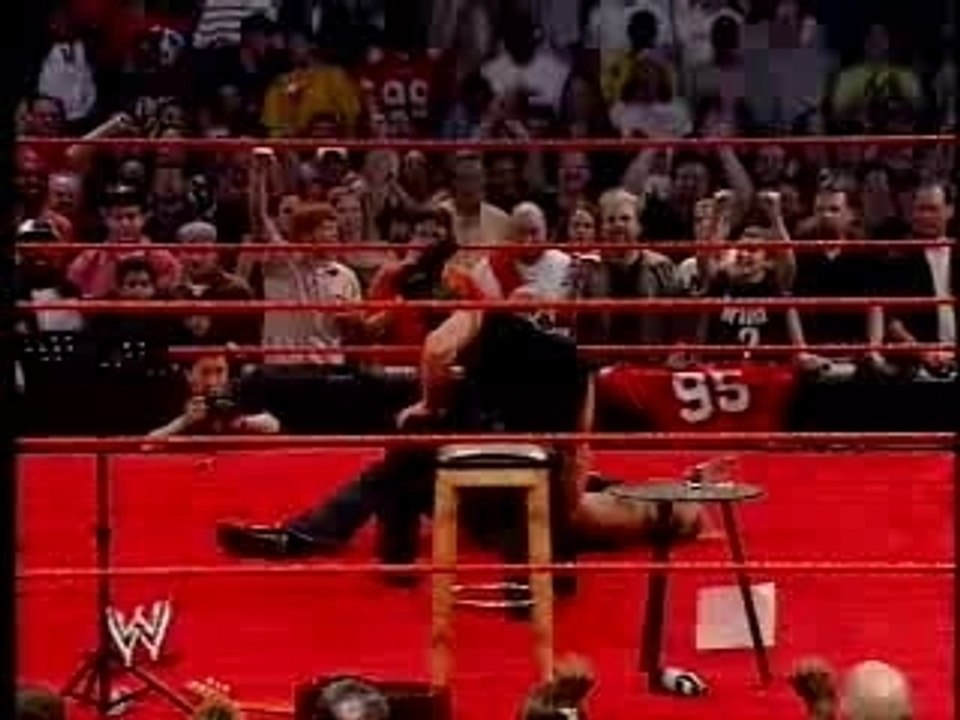 The rock attack goldberg with a chair