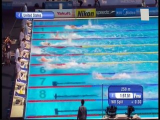 WC Swimming Barcelona 2013 : Final Men's 4x100m Freestyle relay - Race + Podium