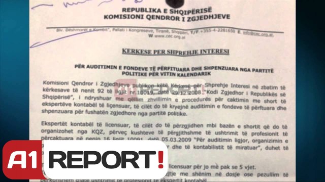 A1 Report - Auditimi i fushatës për partitë mbi 20 ekspertë kërkesë në KQZ