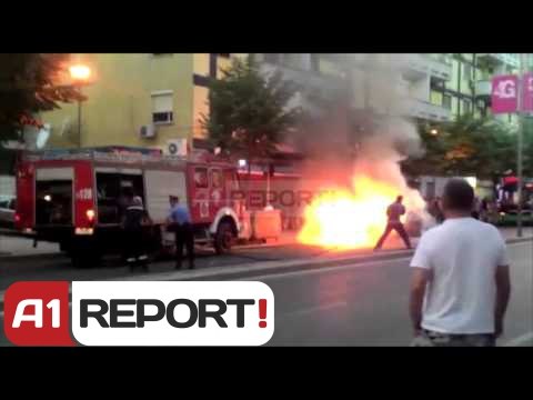 A1 Report - Tiranë, digjet një makinë tip FIAT shkak dyshohet një defekt teknik