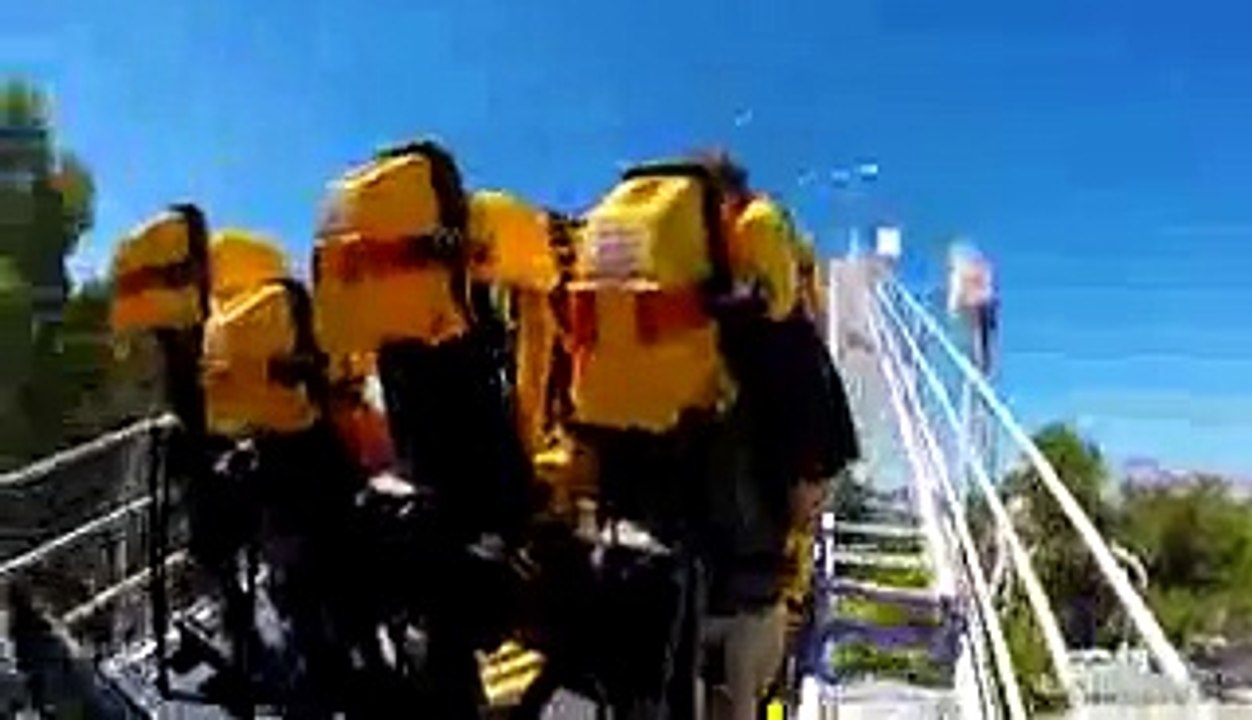 (POV) Vortex Stand-up Roller Coaster Ride - California's Great America Theme Park 2015