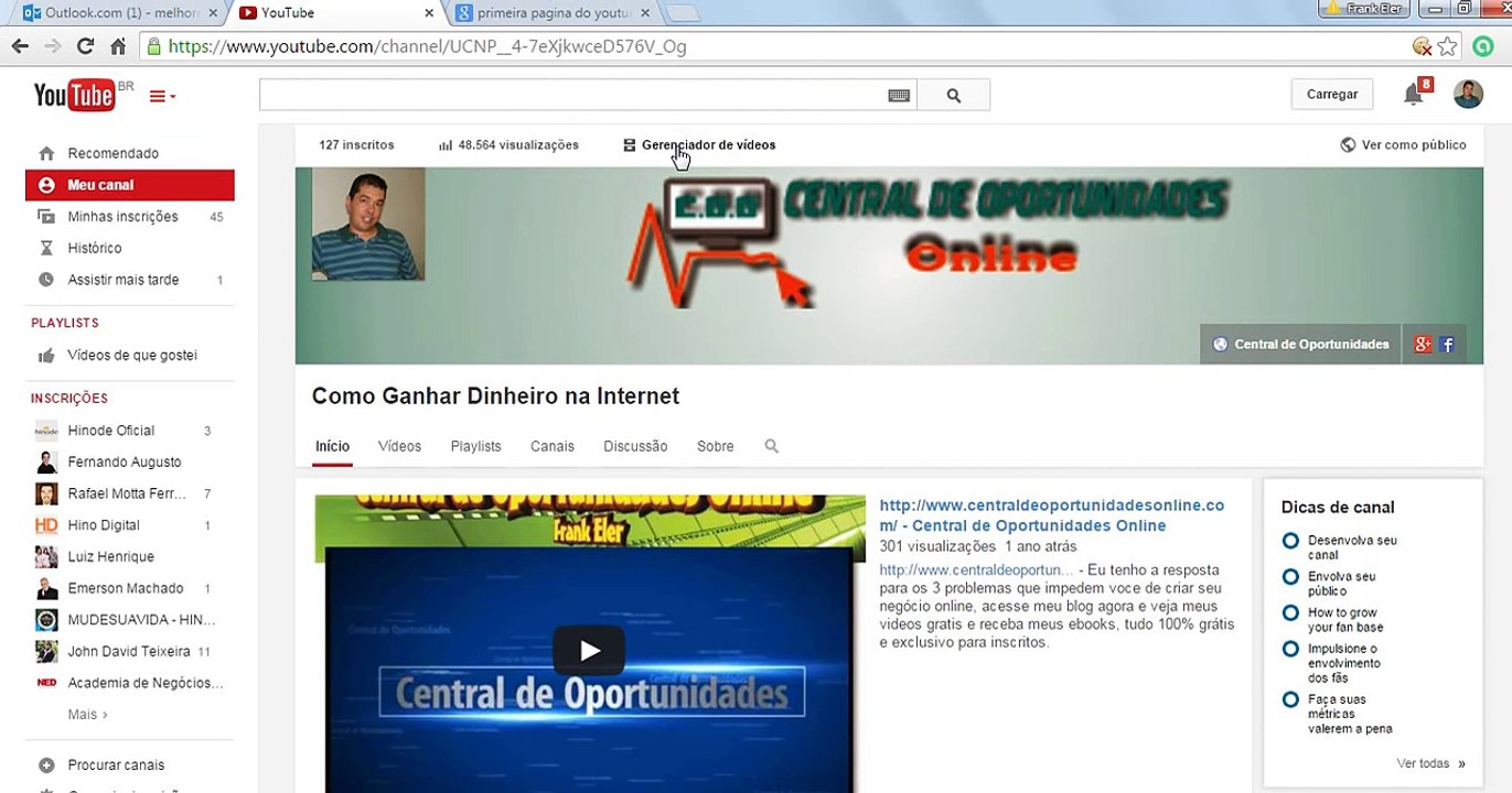 Como colocar seu video na primeira pagina do Youtube