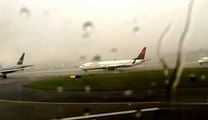 Delta Airlines Jet Struck by Lightning bolt in Thunder storms at Atlanta Airport USA