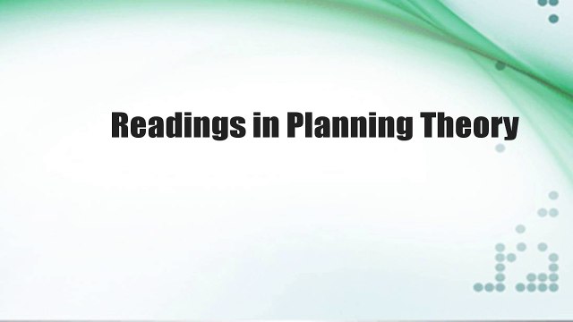 Readings in Planning Theory