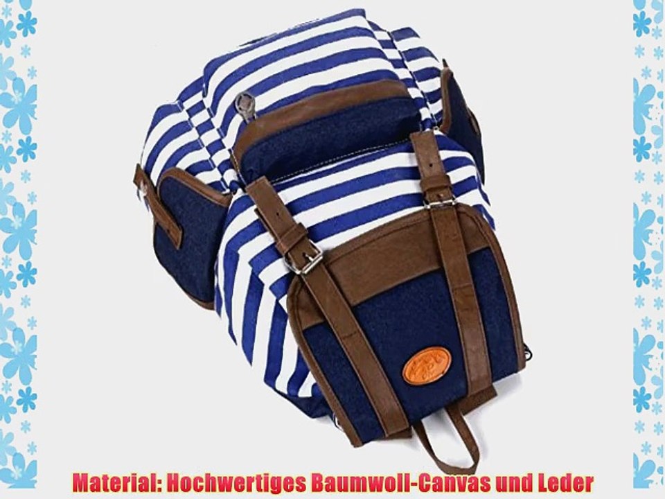 ASEMALL Neu Modische Unisex Canvas Schultasche Rucksack Super Streifen Schule Hochschule Laptop-Tasche