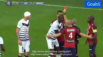 Pallois RED CARD Lille 0 - 0 Bordeaux Ligue 1 23-8-2015