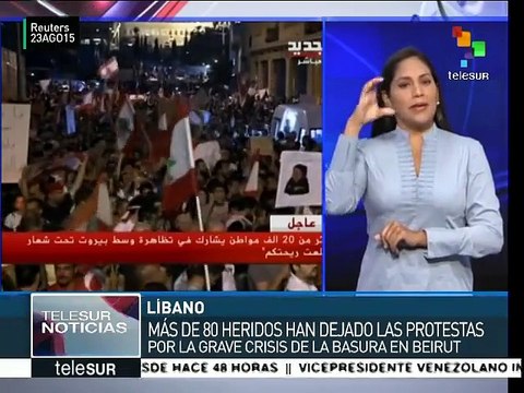 Miles de libaneses protestan por la crisis de basura que vive Beirut