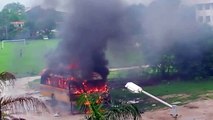 Destroyed in Seconds - College Bus Started Burning Automatically