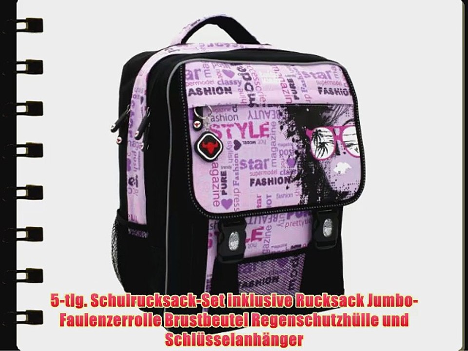 Toito Wear 50086-9 - Schulrucksackset Miami 5-teilig - Ranzenrucksack Jumborolle Brustbeutel