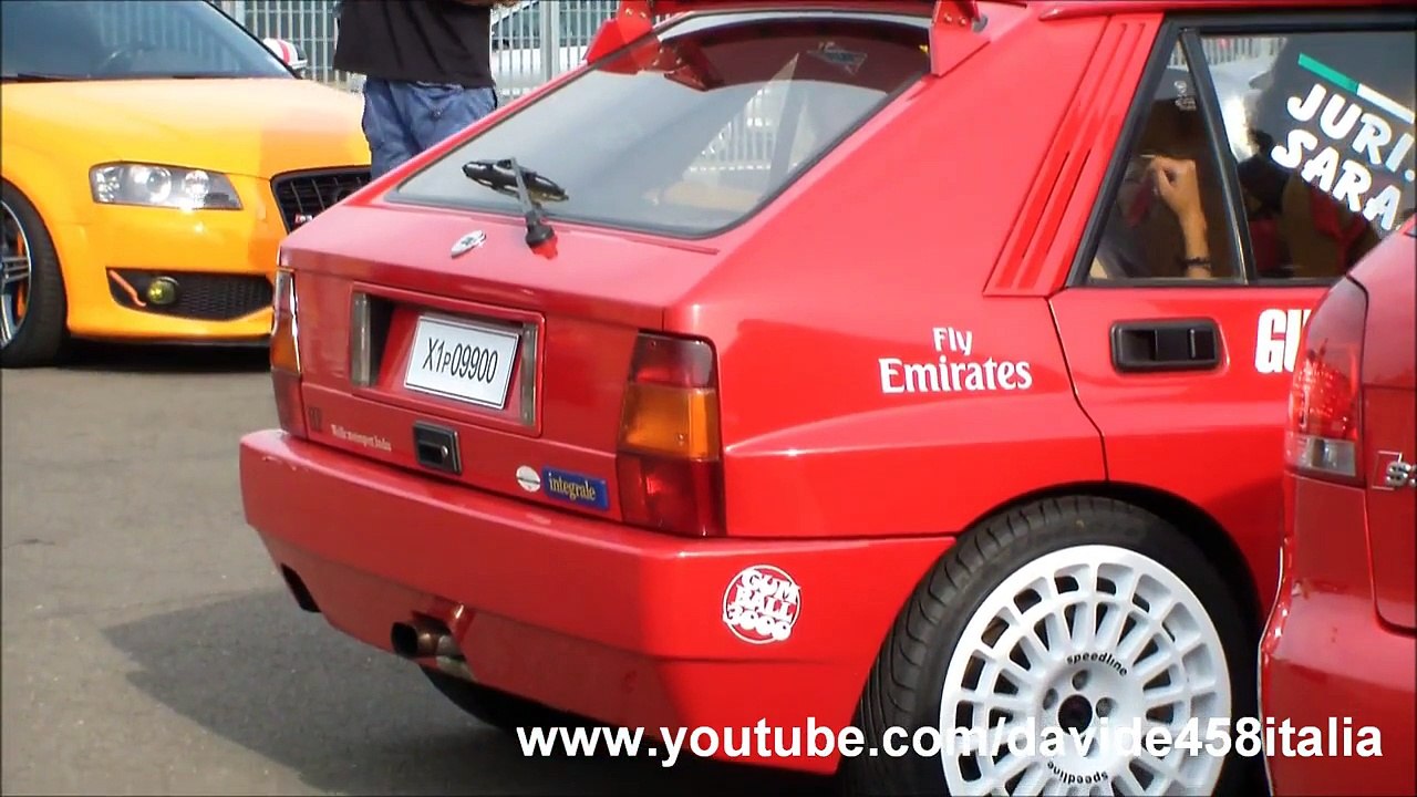 Lancia Delta HF Integrale Evoluzione revving and spitting flames