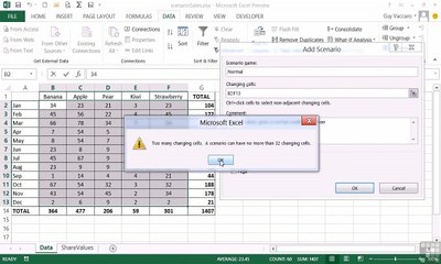 MS Excel - Setting Up A Set Of Scenarios - 08-01
