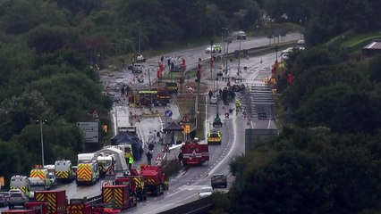 Crane arrives at the Shoreham air crash site