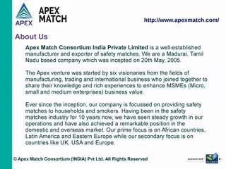 Wooden Safety Matches Manufacturers and Exporters from apexmatch.com