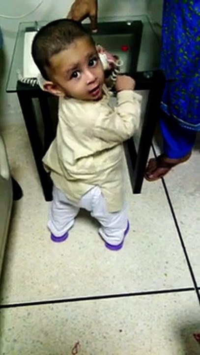 funny infant attending call