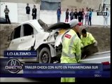Accidentes de tránsito: dos choques dejan tráiler volcado y un herido en Panamericana Sur