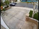 Funny accident, Woman crashes into Garage several times.