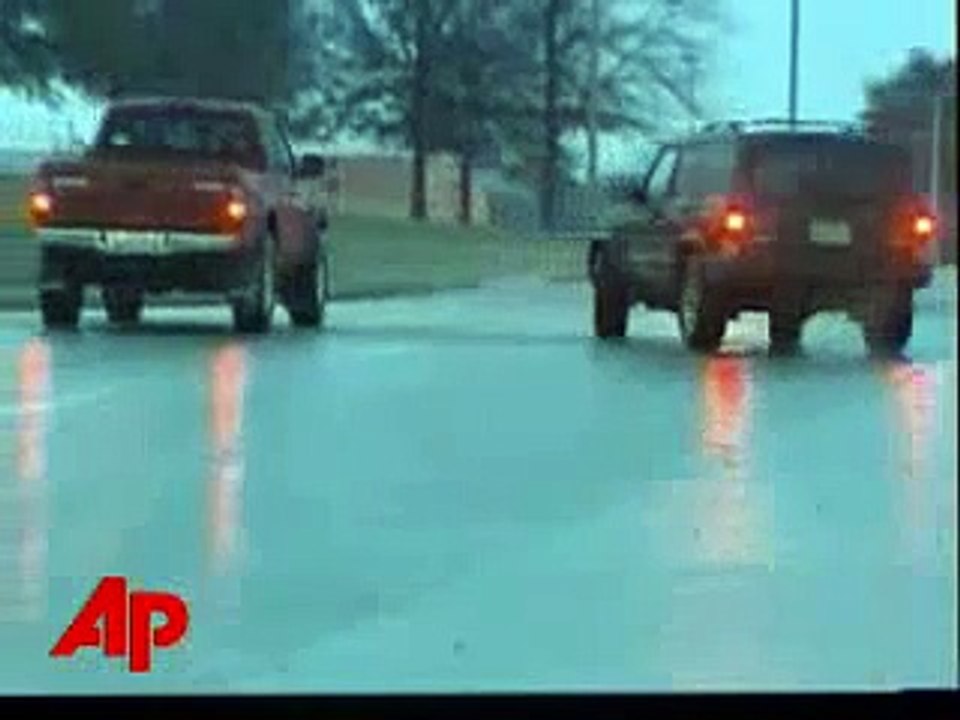 Raw Video Icy Road Has Drivers Sliding