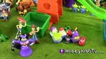Toy Story Water Slide Zing-Ems   MICRO DRIFTERS! Disney Cars Planes by HobbyKidsTV