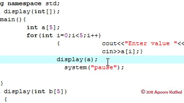 C++ in Hindi -23 Calling functions with Arrays