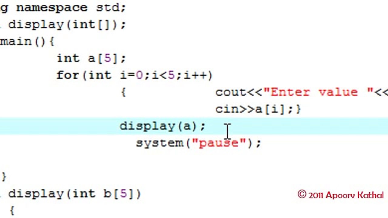 C++ in Hindi -23 Calling functions with Arrays