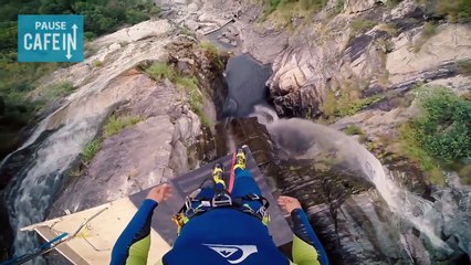 Il saute d'une falaise de 59m de haut !