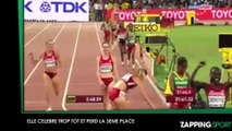 L’américaine Molly Huddle célèbre sa 3ème place trop tôt et la perd