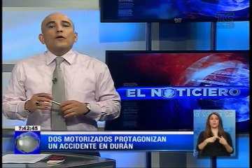 Dos motorizados protagonizan un accidente en Durán