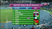 4x100m 1st heat world relays 2015 Usain Bolt Jamaïca