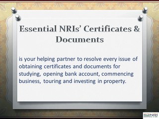 Essential NRIs’ Certificates and Documents