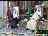خادم الحرمين الشريفين الملك عبدالله بن عبدالعزيز يستقبل الشيخ تميم بن حمد - جدة - ١٣ أكتوبر ٢٠١٤م