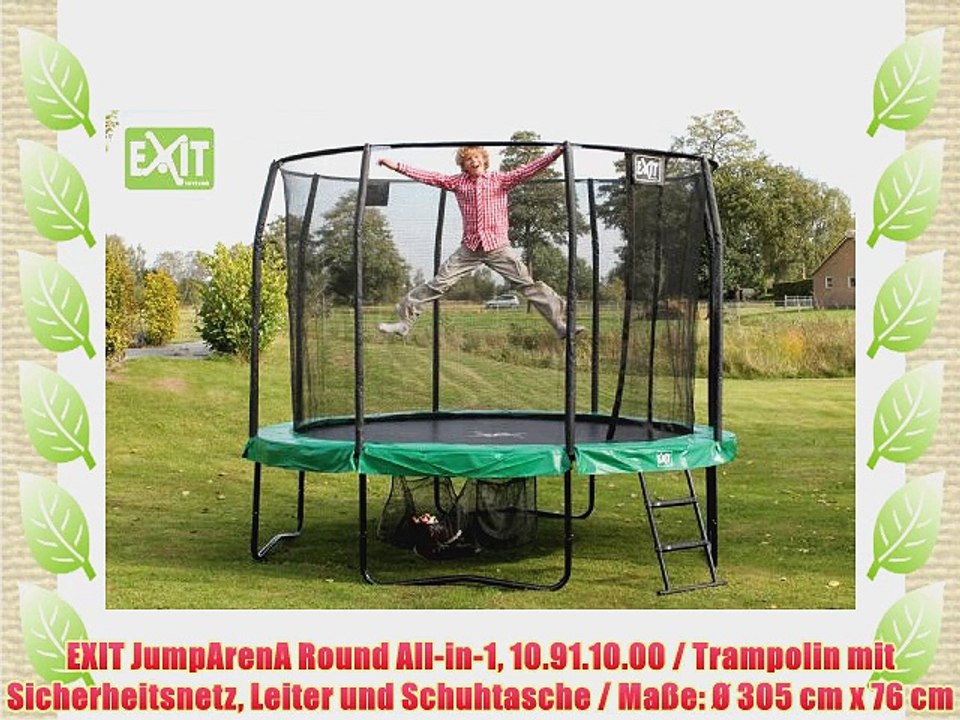EXIT JumpArenA Round All-in-1 10.91.10.00 / Trampolin mit Sicherheitsnetz Leiter und Schuhtasche