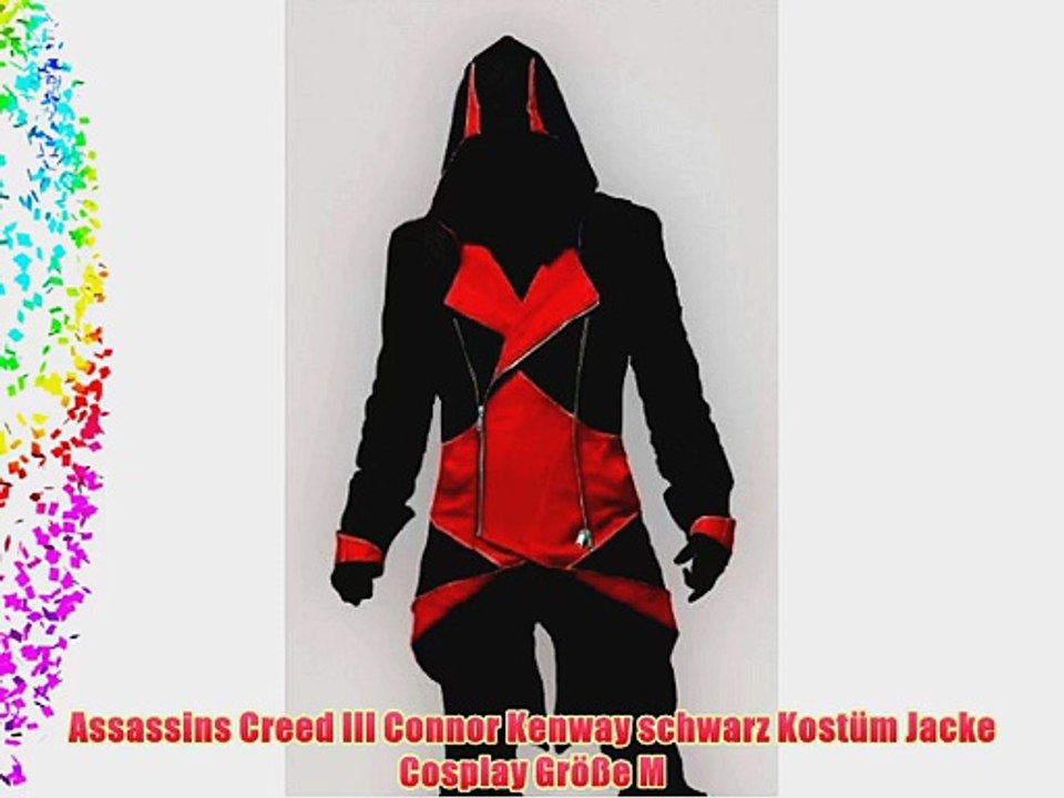 Assassins Creed III Connor Kenway schwarz Kost?m Jacke Cosplay Gr??e M(H?he 168-172 cm Brust