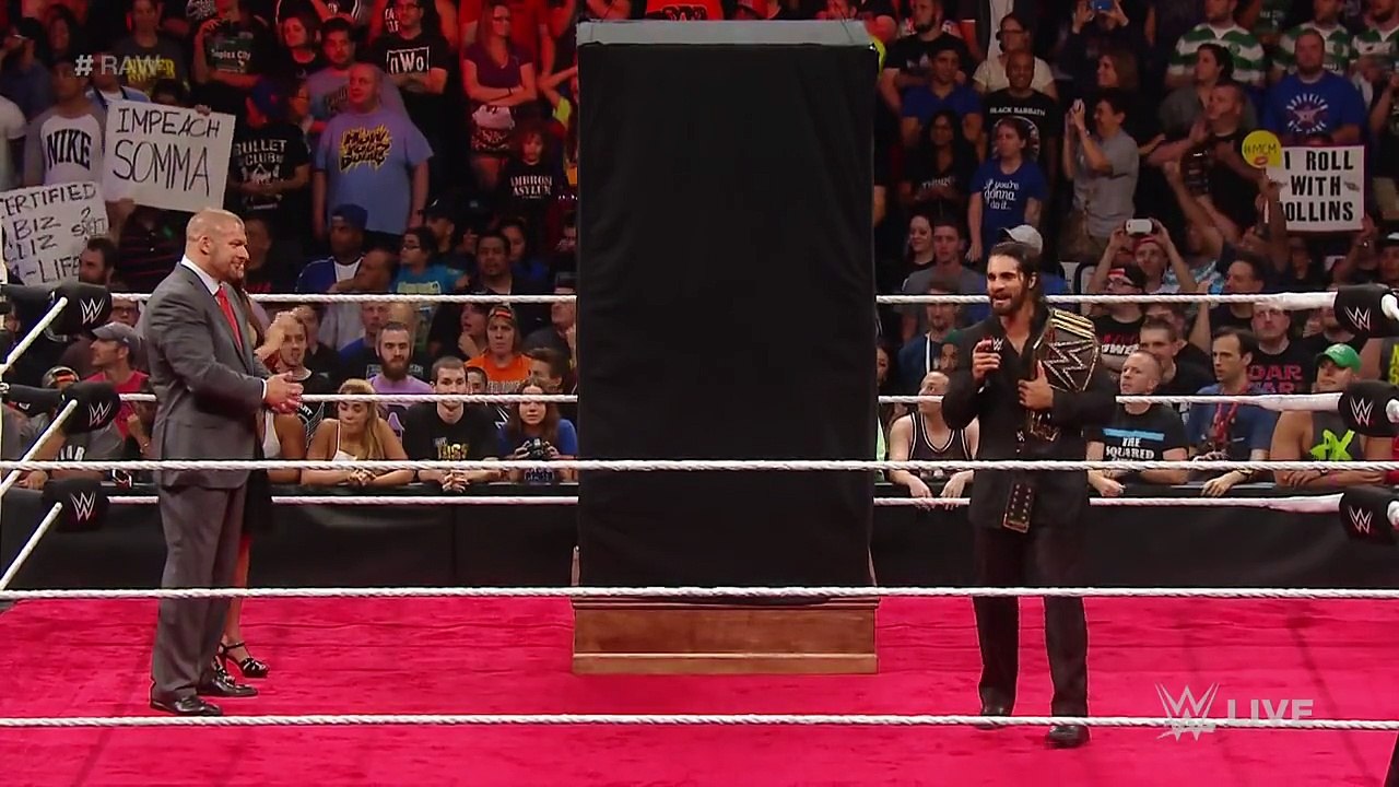 wwe Sting ambushes Triple H and Seth Rollins- Raw, Aug. 24, 2015