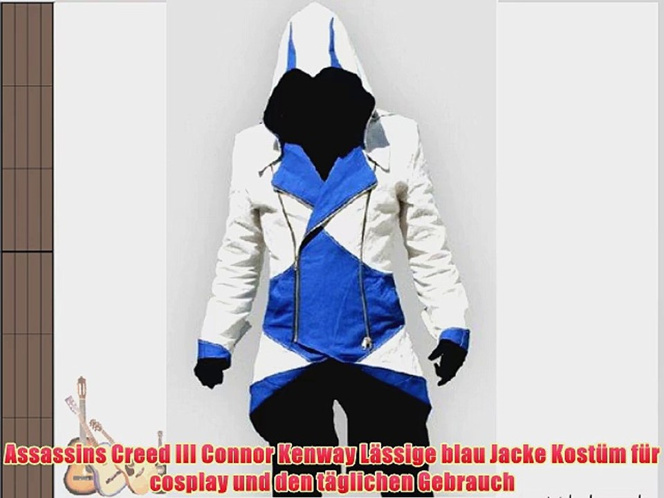 Assassins Creed III Connor Kenway blau Kost?m Jacke Cosplay Gr??e XXL(H?he 183-187 cm Brust