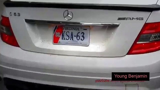 Arab Mercedes-Benz C63 AMG revving very hard in London