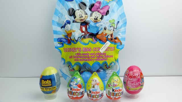 Disneys surprise eggs, kinder surprise Mickey Mouse WinX CLUB, Surprise toy, Kinder eggs and Easter Egg