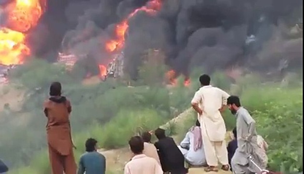 truck on fire after accident